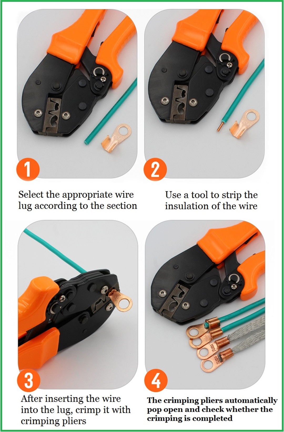 copper passing through terminal cable lugs