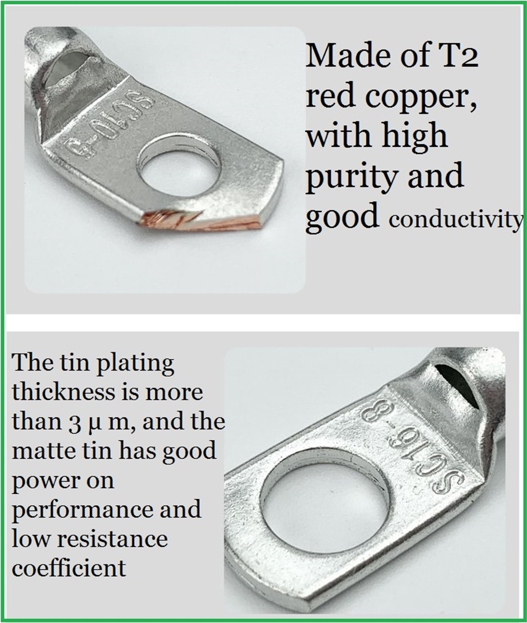 peephole copper connecting terminal cable lugs