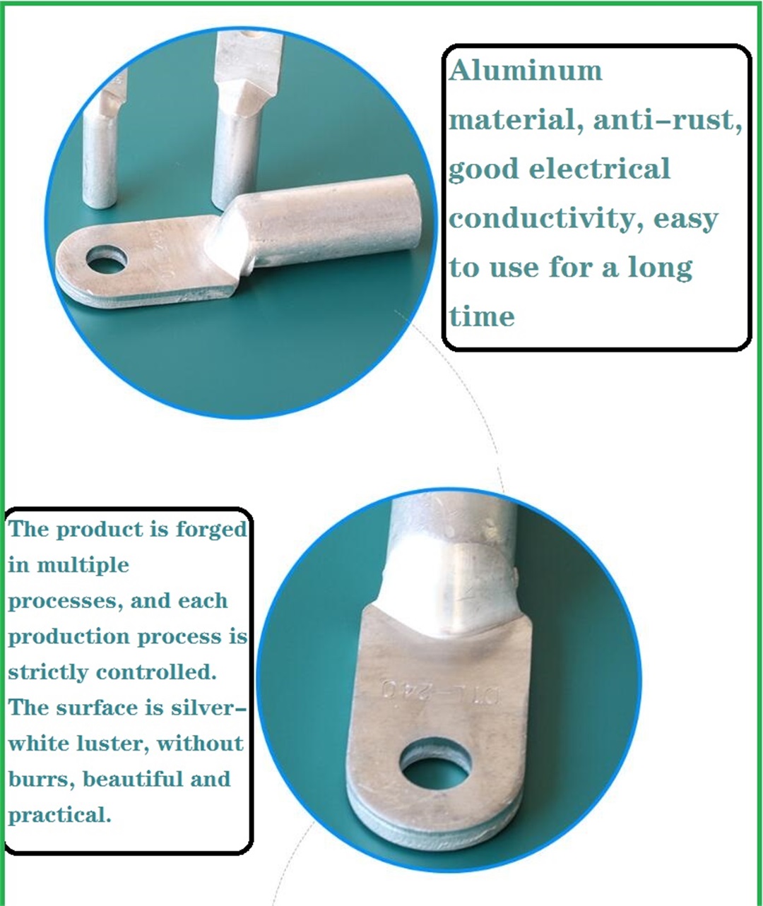 Aluminium connecting terminal cable lugs