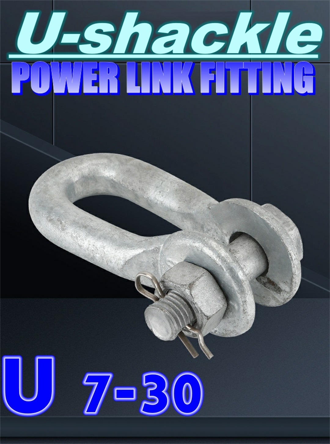 U shackle Power link fittings for overhead lines